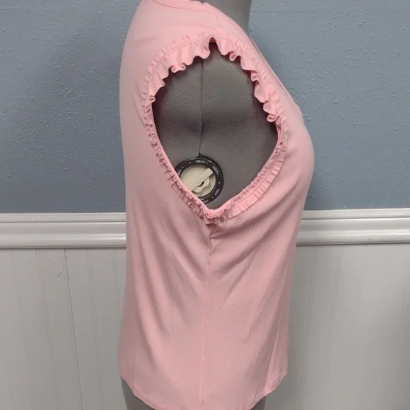 NEW Nine West Pink Ruffle V-Neck Tank Top - Picture 4 of 10